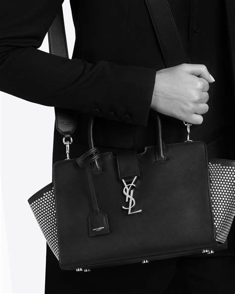 baby cabas ysl bag in black leather